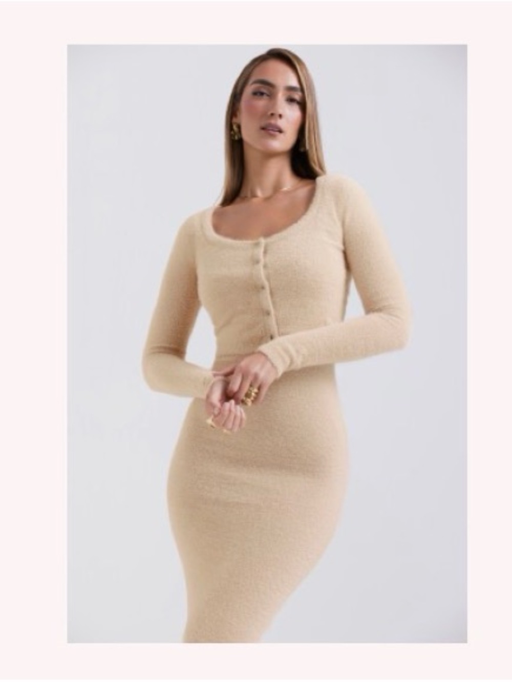 House of CB Beige Soft Fluffy Knit Cardigan